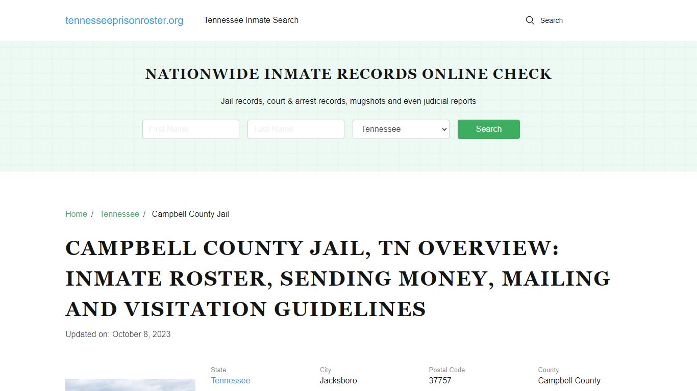 Campbell County Jail, TN: Offender Search, Visitation & Contact Info